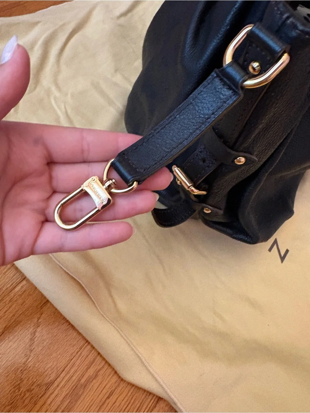Louis Vuitton Black Leather Mahina L Hobo Bag, Comes With Original Dust Bag